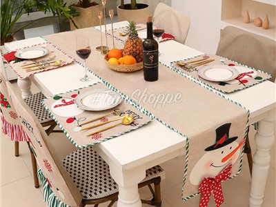  Khăn trải bàn ăn vải bố mỏng trơn ông già người tuyết D180cm KTBA-X-05