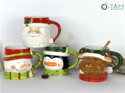  Ly gốm giáng sinh icon dễ thương 4 kiểu [Gốm dày - men bóng] LYTACH-03