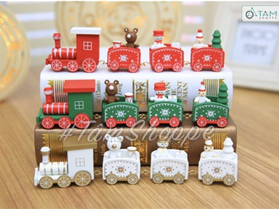 Mô hình đoàn tàu xe lửa Giáng sinh 3 toa hộc thoại D20cm