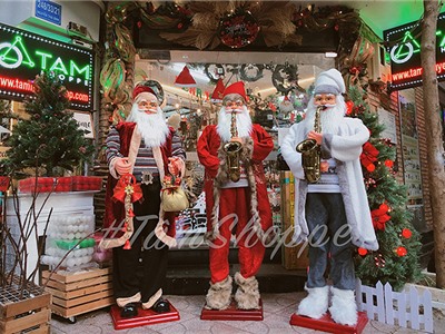 Ông già Noel cỡ lớn cao 180cm cảm ứng phát nhạc Giáng sinh cao cấp