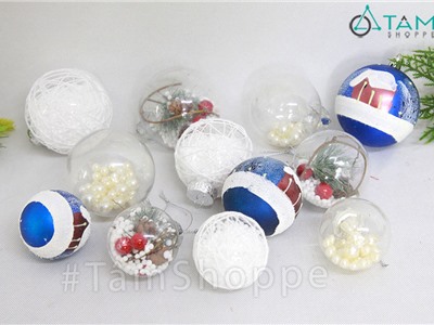 Set 3 trái châu trang trí noel họa tiết thủ công X-TRCH-22
