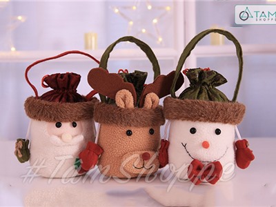 Túi vải đựng kẹo Noel Vintage dây rút X-TDK-02