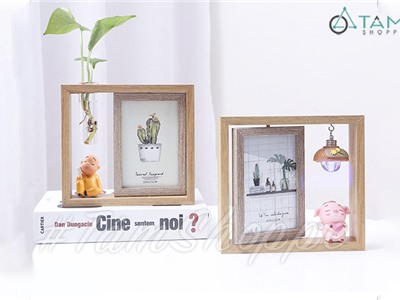 Khung ảnh gỗ xoay kèm tượng chibi xinh xắn KA-18