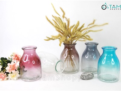 Lọ hoa thủy tinh trong suốt vại bom nhiều màu LHTT-66