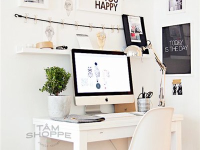 Decor góc học tập làm việc phong cách đơn giản Châu Âu