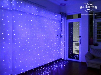 Đèn rèm Led ban công xanh dương