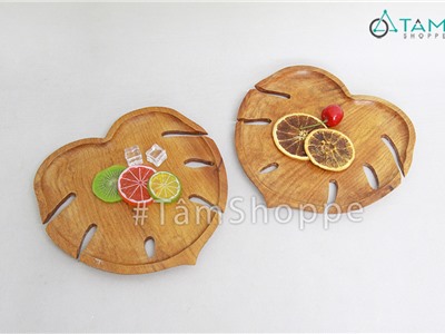 Dĩa gỗ hình lá Monstera DG-02