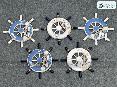 Bánh lái tàu trang trí đường kính 22,5cm [Gỗ ép - nhiều kiểu] BANHLAI-01