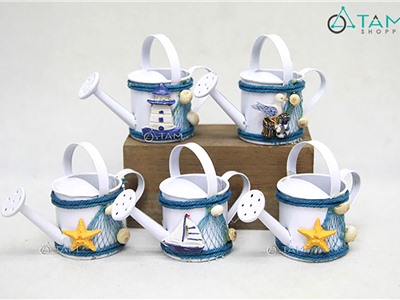 Bình tưới cây mini chủ đề biển màu trắng [handmade - 4 kiểu] BINHTUOI-01