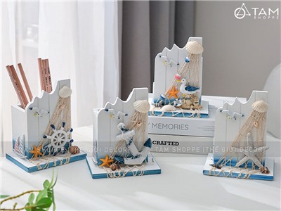 Hộp cắm bút chủ đề biển vách sóng [4 kiểu - handmade] CAMBUT-02