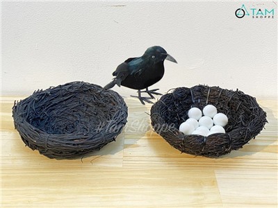 Mô hình tổ quạ đen trang trí bằng rễ cây TCHIM-01