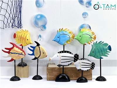Standee cá gỗ decor để bàn đế cao [Thủ công - Nhiều kiểu] TCV-CA-02