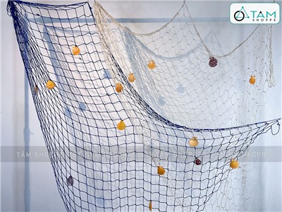 Tấm lưới đánh cá trang trí chủ đề biển [Đính vỏ sò - Nhiều cỡ] LUOICA-01