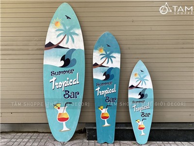 Ván lướt sóng trang trí chủ đề Tropical bar cao 90-150cm [In sắc nét - 3 kiểu dáng] VLS-05