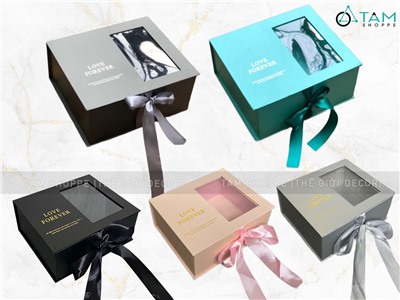 Hộp quà sang trọng cửa sổ trong suốt tự gấp dễ dàng HQG-01