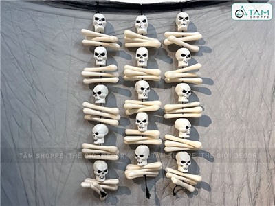 Dây treo Halloween đầu lâu nhựa xương chéo dài 110cm DTR-HLW-03