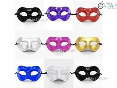 Mặt nạ dạ hội nửa mặt tai bầu trơn màu đơn giản HLW-MN-32-1