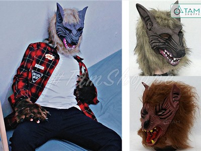 Mặt nạ đầu sói cao su HLW-MN-03