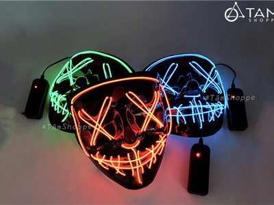 Mặt nạ đèn Led neon EL Hiphop có dây đeo hông HLW-MN-80