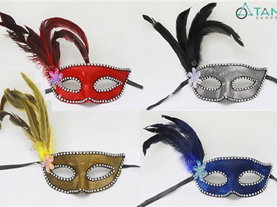 Mặt nạ dạ hội lông chim 1 bên mặt HLW-MN-67