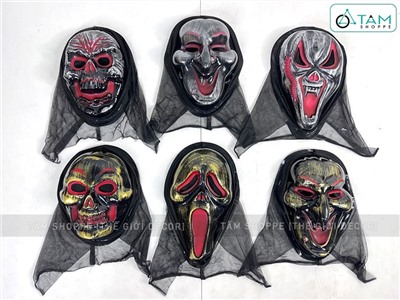 Mặt nạ Halloween ma quỷ nhựa mỏng màu bạc, đồng nhiều kiểu MATNA-96