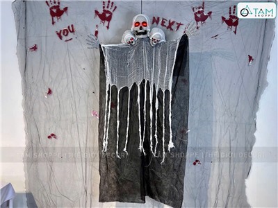  Mô hình con ma 3 đầu điện tử gào thét dài 130cm [Mắt Led - Cảm ứng tiếng động] HLW-MAQUY-16