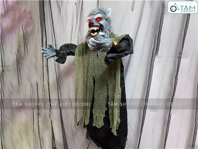 Mô hình ma sói điện tử gầm rú co giật kinh dị [Mắt Led - Cảm ứng tiếng động] HLW-MAQUY-15