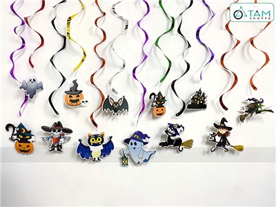 Set 06 dây treo Halloween thả trần xoắn 6 kiểu phụ kiện giấy DTR-HLW-01