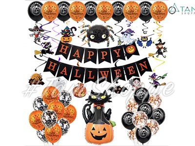 Set bóng Halloween chủ đề Mèo - Nhện SETBONG-HLW-02