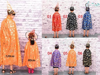 Áo choàng Halloween in họa tiết lễ hội ánh kim HLW-AC-02