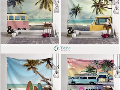 Tranh vải treo tường Beach Retro khổ 130x150cm
