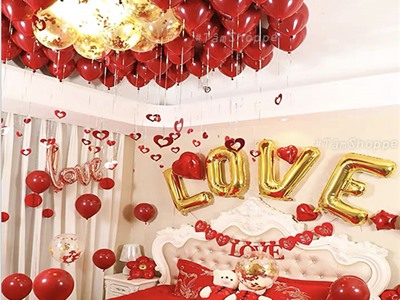 Bộ trang trí phòng cưới chữ LOVE lớn nhỏ Vàng đỏ NO.1007