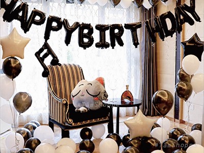 Bộ trang trí sinh nhật nốt nhạc Trắng đen NO.8925