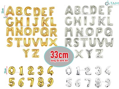 Bong bóng kiếng chữ cái và số cao 33cm (Bán lẻ từng cái) BBK-CH.VS-01