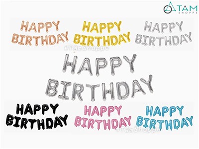 Bong bóng kiếng chữ HAPPY BIRTHDAY cao 33cm BBK-HPBD-01