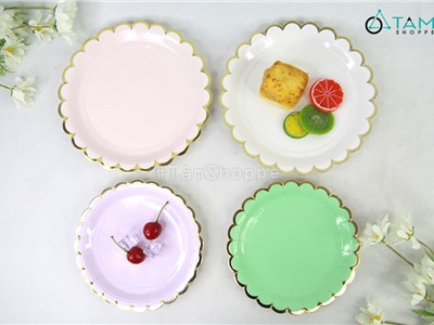 Đĩa giấy trang trí tiệc màu pastel tròn bèo nhúng DG-08