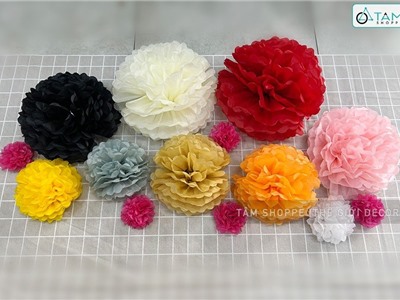 Hoa giấy tú cầu trang trí tiệc nhiều màu nhiều cỡ