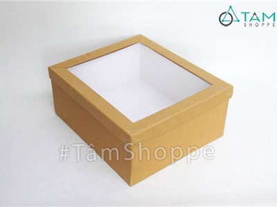 Hộp quà tặng nắp trong suốt giấy kraft HQ-02