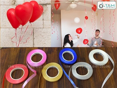 Ruy băng nhựa bản nhỏ 5mm cột bong bóng cuộn 10m PK-RB-12