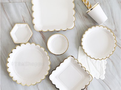 Set đồ giấy trang trí tiệc tông màu Trắng SETDG-06