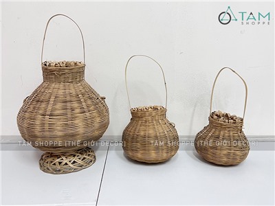 Giỏ tre đựng cua có quai xách 3 size GIO-TRE-01