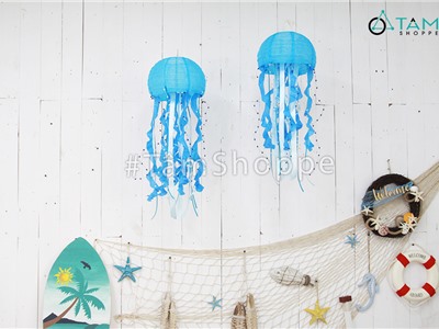 Lồng đèn vải con sứa trang trí phong cách biển LDV-11