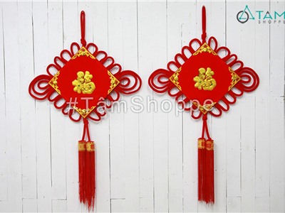 Dây treo Cát tường nhung đỏ chữ Phúc cỡ lớn ĐK40cm T-CTUONG-02