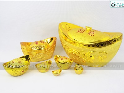 Mô hình thỏi vàng trang trí Tết nhiều cỡ MHDB-T-01