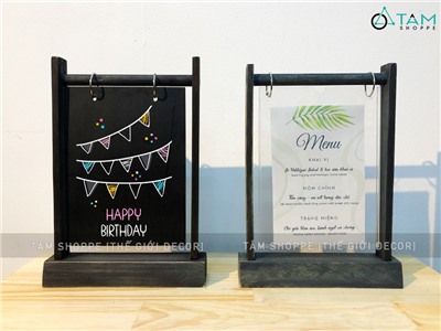 Standee bảng đen mica để bàn khổ A5 hình cổng trời [Treo Menu - Ghi chú] BANGDEN-02