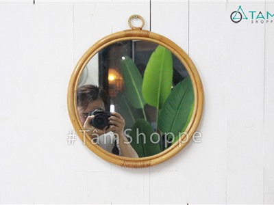 Gương tròn treo tường khung mây tre GTT-01