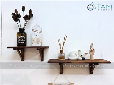 Kệ gỗ treo tường ê ke gỗ vuông góc đơn giản KTT-GO-01