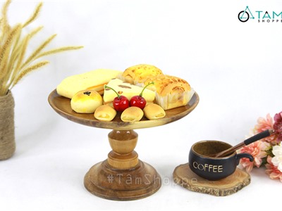 Khay đựng bánh kem cake stand bằng gỗ chân cao CSTAND-05