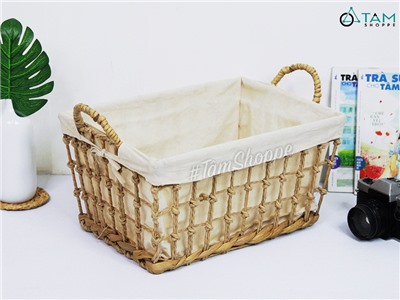 Khay lục bình hình thang đan thưa có vải lót KHAY-LB-01
