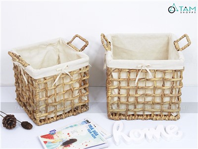 Sọt lục bình vuông đan thưa có vải lót 2 size SOT-LB-02